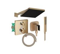 Colonne douche thermostatique Ecostat Square Douche de tête Pulsify S Flexible Designflex Douchette Pulsify E bronze