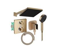 Colonne douche thermostatique Ecostat Square Douche de tête PulsifyS Flexible Designflex Douchette Pulsify bronze