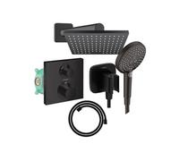 Colonne douche thermostatique Ecostat Square Douche de tête Vernis Flexible Designflex Douchette Raindance SelectS noir