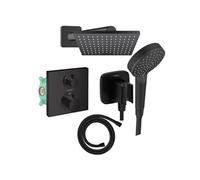 Colonne douche thermostatique Ecostat Square Douche de tête Vernis Flexible Isiflex Douchette Vernis Blend noir