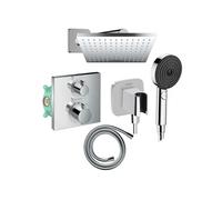 Colonne douche thermostatique Ecostat Square Douche de tête Vernis Shape Flexible Designflex Douchette Pulsify chromé
