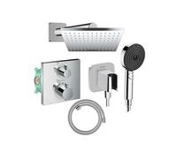 Colonne douche thermostatique Ecostat Square Douche de tête Vernis Shape Flexible Isiflex Douchette Pulsify chromé