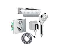 Colonne douche thermostatique Ecostat Square Douche de tête Vernis Shape Flexible Metaflex Douchette Crometta chromé