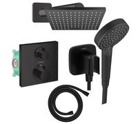 Colonne douche thermostatique HANSGROHE Ecostat Square Douche de tête Vernis Flexible Isiflex Douchette Vernis Blend noir