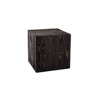 Colonne en Bois Rustique pour Plante Ou Photophore, Bloc De Bois Décoratif, Tronc D’Arbre Fait Main, Stable Et Durable, Noir, 30x30x30 Cm