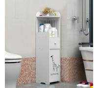 Colonne Étagères Salle De Bain, Armoire Étroit Pour Papier Toilette, Meuble De Rangement Étroite, Panneau En Bois Et Plastique, Gain De Place, Résistant À L'humidité(White 3,90*27*26cm/35.4*10.6*10.2i