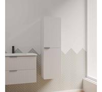 Colonne Façade Ondulee 35x30x120 cm - 2 Portes en MDF Blanc - MILO