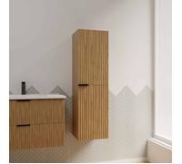 Colonne Façade Ondulee 35x30x120 cm - 2 Portes en MDF Decor Bois - MILO