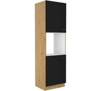 Colonne four - MODENA - 60 cm - 2 portes - Chene artisan et noir mat - CUISINIER