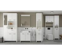 Colonne lingere de salle de bain - Blanc mat - 2 portes - L34,2 x P33 x H185 cm - DEMEYERE