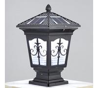 Colonne Lumineuse Solaire D'Extérieur, Éclairage De Portail Lumineux, Borne Lumineuse Ip65, Lanterne Stigma, Étanche À La Pluie, 7,8 Pouces, Lampadaire En Métal Et Verre Trempé Pour Jardin, Villa, Co