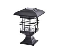 Colonne Lumineuse Solaire rétro américaine Vintage IP55 en Aluminium antirouille, Lanterne Pilier en métal, éclairage de Cour de Villa Antique, lampadaire en Acrylique, borne Lumineuse étanche su