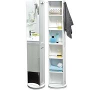 Tendance Colonne pivotante MDF avec miroir et niches de rangement – Blanc