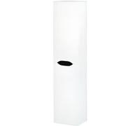 Colonne Meuble salle de bain en melamine laque blanc brillant - Longueur 30 x profondeur 27 x Hauteur 140 cm -PEGANE- Blanc brillant