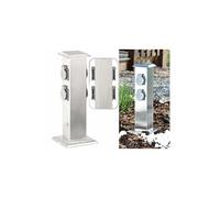 Royal Gardineer Colonne multiprise d'extérieur 4 prises avec boîtier en acier inoxydable