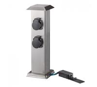 Colonne multiprise pour jardin - carrée - inox - 4 prises D76055