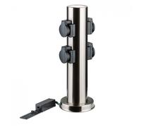 Colonne multiprise pour jardin - ronde - inox - 4 prises D76056