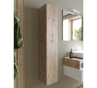 Colonne murale salle de bain blanc et bois naturel GAMA