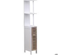 TENDANCE Meuble Colonne de Salle de Bain 2 Porte 2 Étagères H 130 cm - Blanc Stockholm