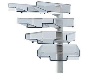 Colonne pivotante avec 4 bacs courrier, gris clair