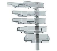 Colonne pivotante avec 5 bacs courrier, gris clair