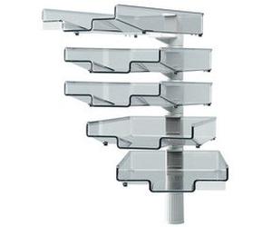 Colonne pivotante avec 5 bacs courrier, gris clair