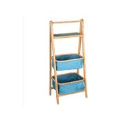Colonne pliante 2 paniers bleus + 1 plateau bambou
