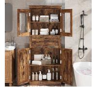 Colonne salle de bain - armoire salle de bain - Meuble salle de bain - H 170 cm - avec 1 tiroir et 4 porte - Rétro Marron foncé