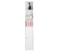 Colonne Salle de Bain avec 1 Portes, 3 Compartiments Ouverts, Meuble de Rangement pour Salon Cuisine, 60x30x163 cm Blanc