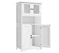 Colonne Salle de Bain avec 4 Portes 1Compartiments Ouverts, Armoire Salle de Bain, Étagères Réglables, 60x30x128 cm, Blanc