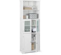 Colonne Salle de Bain avec 4 Portes, 2 Compartiments Ouverts, Meuble de Rangement pour Salon Cuisine, 60x30x163 cm Blanc