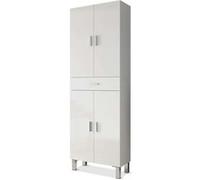 Colonne salle de bain avec 4 Portes coloris blanc brillant - 182 x 60 x 29 cm -PEGANE- blanc brillant G