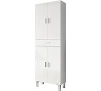 Colonne salle de bain avec 4 Portes coloris blanc brillant - 60 cm (longueur) x 182 cm (Hauteur) X 29 cm (Profondeur)