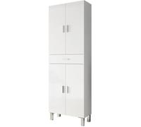 Colonne salle de bain avec 4 Portes coloris blanc brillant - 60 cm (longueur) x 182 cm (Hauteur) X 29 cm (Profondeur)