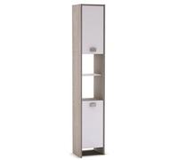 Colonne salle de bain en melamine avec 2 portes, Coloris chene champagne, 33.6 x 184.7 x 32.6 cm --