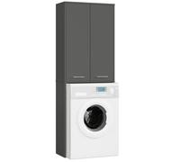 Colonne salle de bains - AKORD - FIN Gris Graphite - 2 portes - 4 étagères