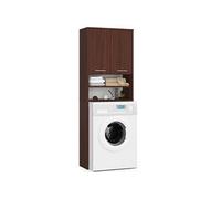 Colonne salle de bains FIN Wengé 64 cm 2 portes façade Wengé 4 étagères 64x30x180 cm