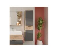 Colonne suspendue 2 portes décor chêne et anthracite - MAZON