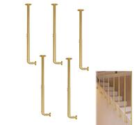 colonnes de balustres de tuyaux carrés métalliques Lot de 5 panneaux séparation for pièce, hauteur réglable, for hall d'entrée ou porte(5pcs- Gold,80-140cm/31-55in)