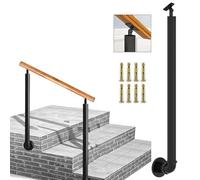 Colonnes de balustres noires avec fixations murales, poteaux en fer forgé à angle réglable de 0 ° à 270 °, poteau de rampe d'escalier extérieur industriel pour porche, béton, marches en bois(90cm(35.4