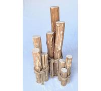 Colonnes photophores maritimes Set de 3 - Décoration en bois naturel pour la maison et le jardin 90cm