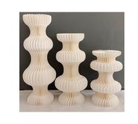 Colonnes Pliables en Papier pour Le Stand des gâte Lot de 3 Supports cylindriques for Plantes d'intérieur(Beige)