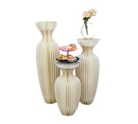 Colonnes Pliables en Papier pour Le Stand des gâte Lot de 3 vases centraux en Carton Pliables for présentation(Beige-a)