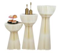 Colonnes Pliables en Papier pour Le Stand des gâte Lot de 3 vases centraux en Carton Pliables for présentation(Beige-c)