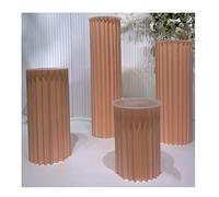 Colonnes Pliables en Papier pour Le Stand des gâte Lot de 4 colonnes Romaines Pliables en Papier, socles de Table cylindriques(Pink-a,15.75in)