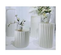 Colonnes Pliables en Papier pour Le Stand des gâte Lot de 4 colonnes Romaines Pliables en Papier, socles de Table cylindriques(White,11.8in)