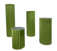 Colonnes Pliables en Papier pour Le Stand des gâte Lot de 4 colonnes Romaines Pliables en Papier, socles de Table cylindriques(Green,11.8in)