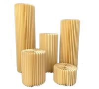 Colonnes Pliables en Papier pour Le Stand des gâte Lot de 5 Supports cylindriques Pliables for Papier(Light Brown)