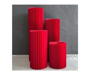 Colonnes Pliables en Papier pour Le Stand des gâte Pilier Romain en Carton for Centre de Table de Mariage, décoration de fête d'anniversaire, Support en Carton(Rosso)