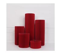 Colonnes Pliables en Papier pour Le Stand des gâte Tables d'anniversaire en Carton avec Socle, Pilier Romain Rond Rouge(11.8in)